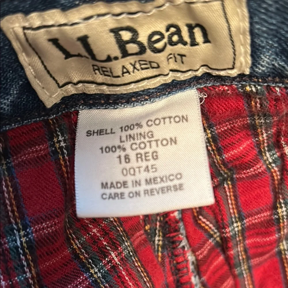 L.L. Bean Blue Jeans with Red Plaid Flannel Lined - Picture 6 of 6
